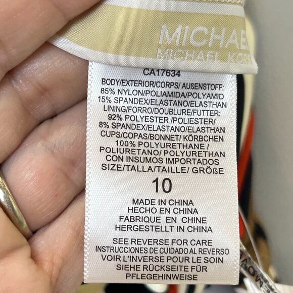 Michael Kors One-Shoulder Cutout One Piece Swimsuit Terracotta Women's 10 NWT - Picture 9 of 9